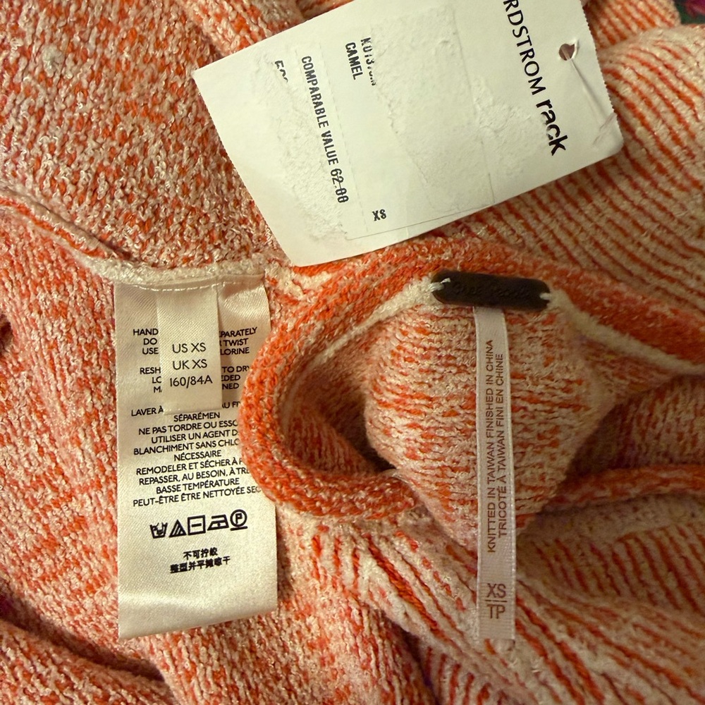NWT Free People Lenox Orange and white Sweater Tunic/Dress XS - Picture 8 of 8
